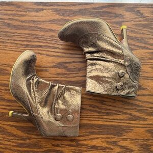 Elegant Antique Gold Ankle Boots